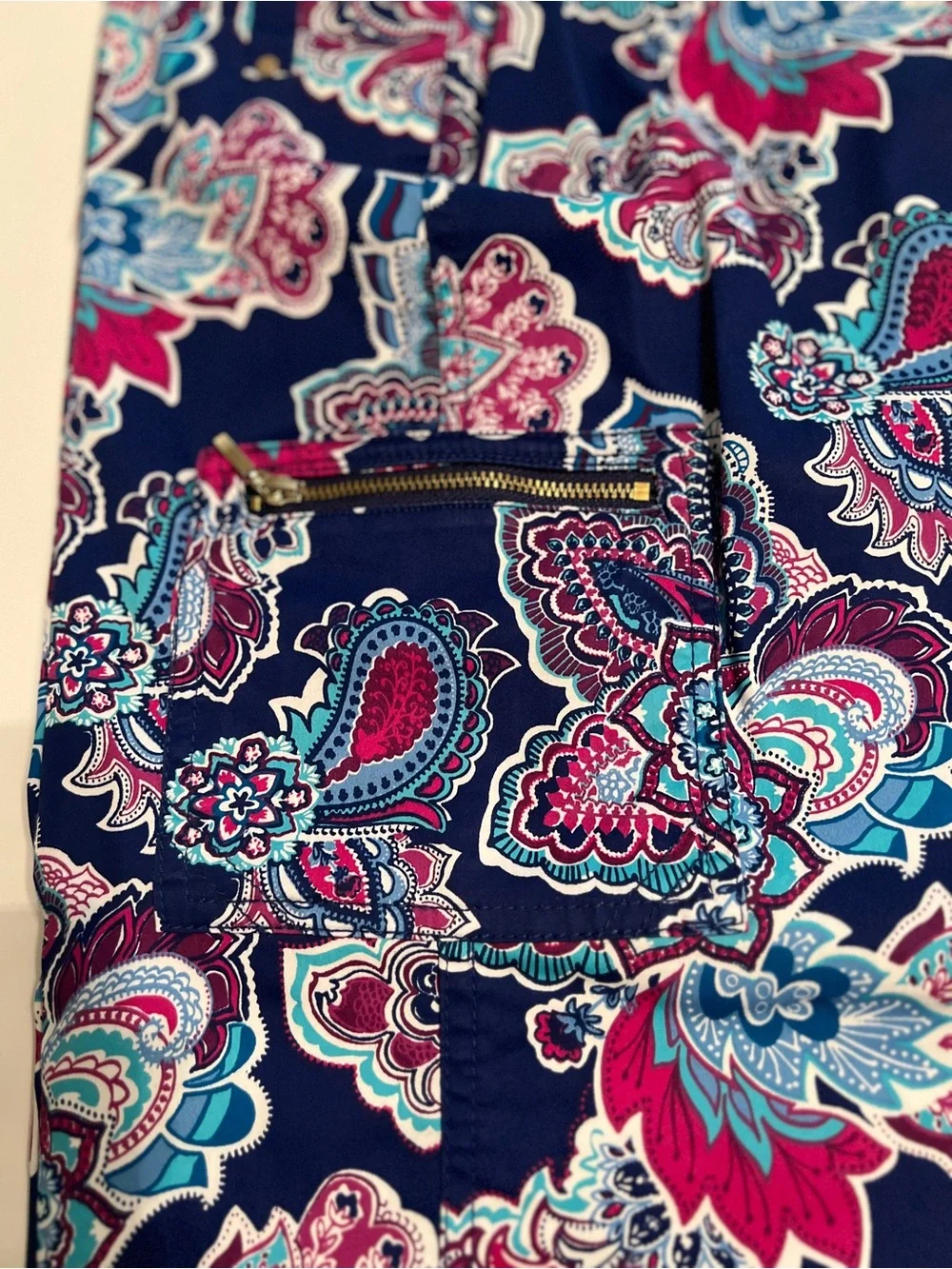 Chico's Navy Multicolor Paisley Cropped Pants - Picture 4 of 6